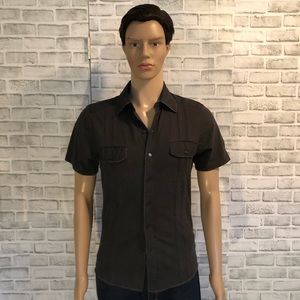American Rag Cie Distress Short Sleeve Button Down